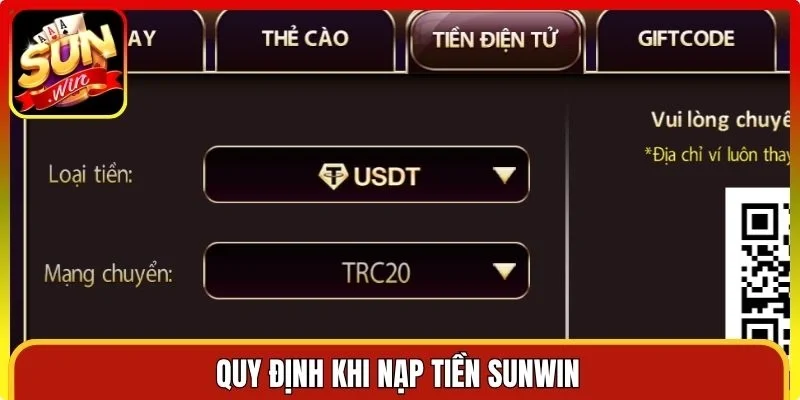 Quy định khi nạp tiền Sunwin